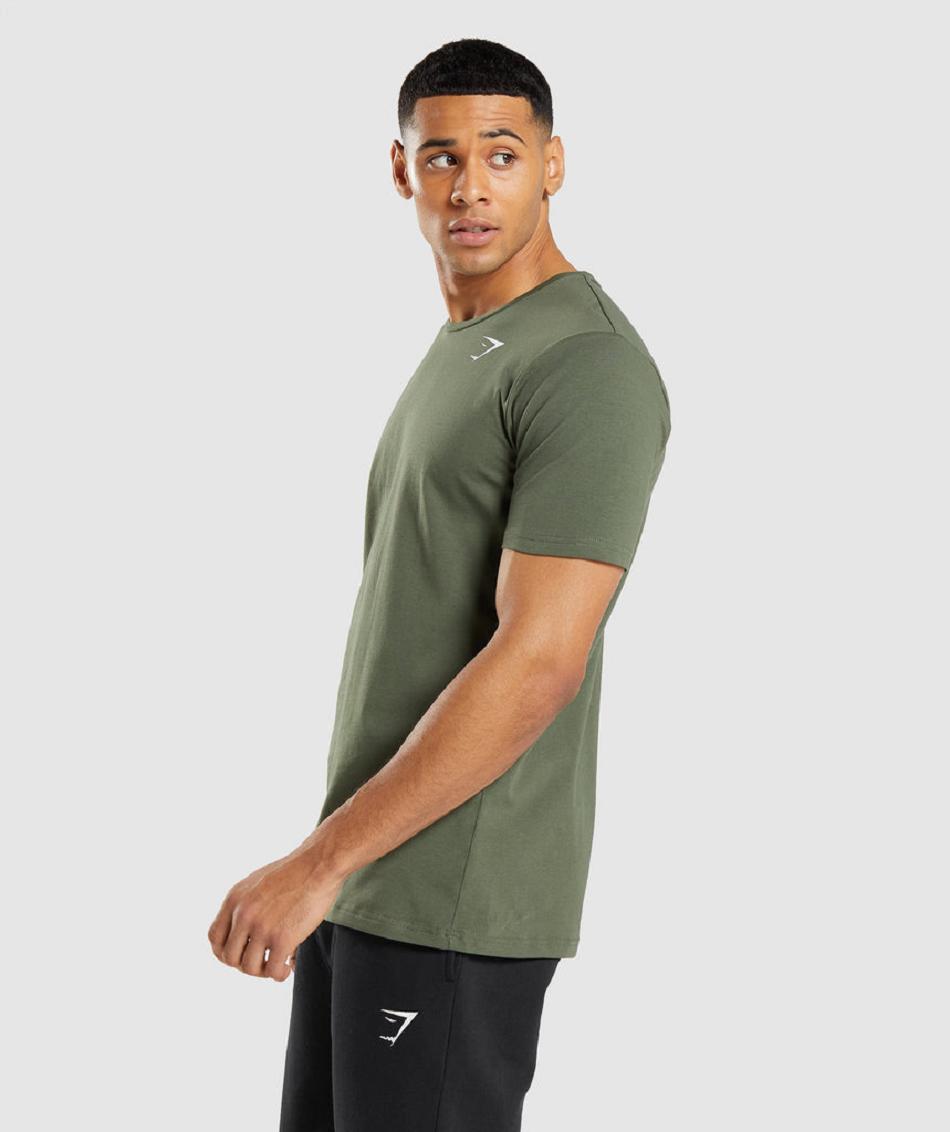 T Shirts Gymshark Essential Hombre Verde Oliva | CO 3405SGL